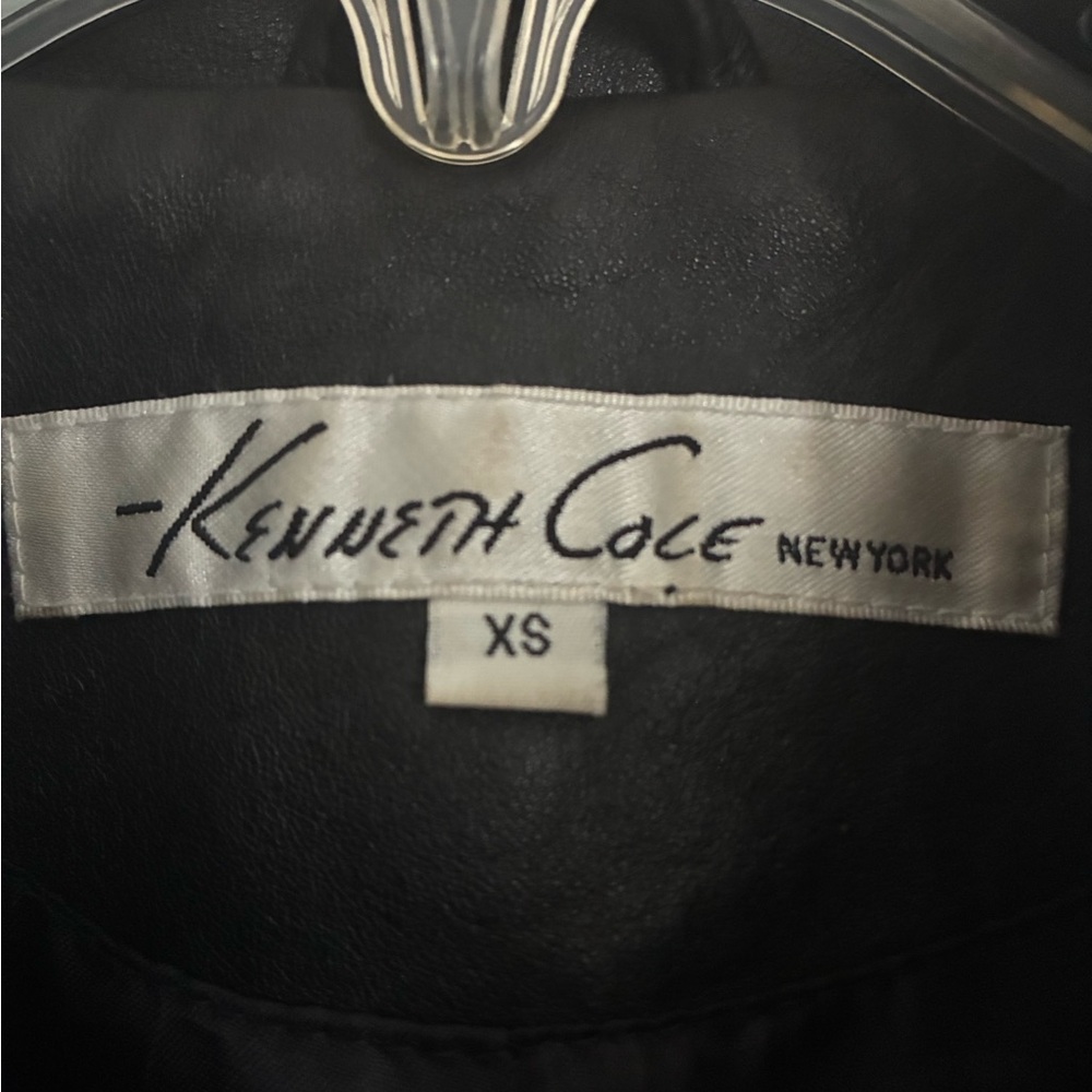 Kenneth Cole New York Black Genuine Leather Jacket XS Moto-Style Jacket - Picture 3 of 5